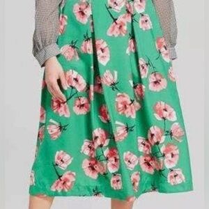 Who What Wear Floral Pleated Skirt